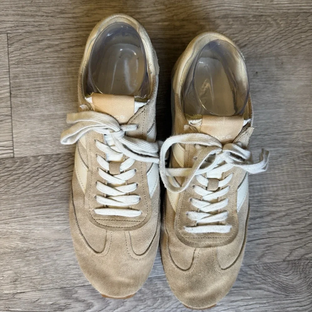 Vince Oasis New Camel Suede and Leather Runner Sneaker Size 10 Women‎ White Foam